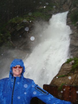 Standing at a point halfway up the Krimml waterfalls in a thunderstorm