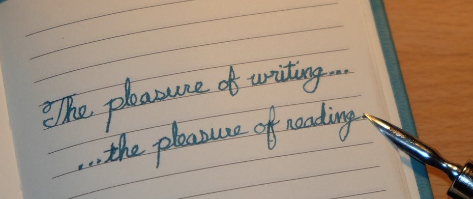 Notebook and pen with handwritten text